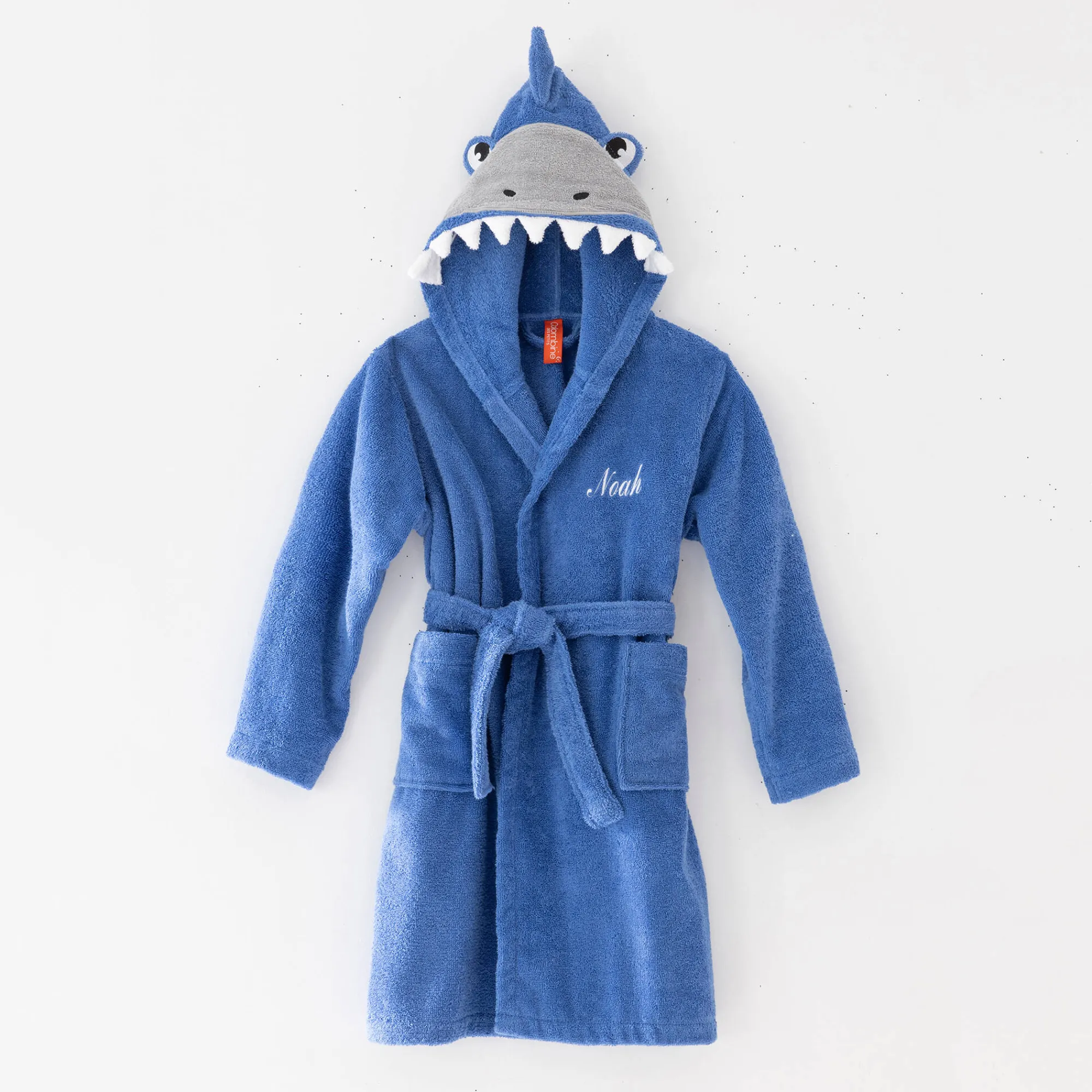 Badjas|Handdoek En Badlaken Kids<Colombine des petits Kinderbadjas met haaiennmotief en kap, personaliseerbaar - 340 g/m² felblauw