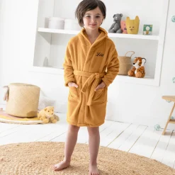 Badjas|Handdoek En Badlaken Kids<Blancheporte Kinderbadjas met kap en beermotief in microvezel, personaliseerbaar taupe