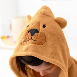 Badjas|Handdoek En Badlaken Kids<Blancheporte Kinderbadjas met kap en beermotief in microvezel, personaliseerbaar taupe
