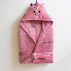 Badjas|Handdoek En Badlaken Kids<Blancheporte Kinderbadjas met kap en eenhoornmotief in microvezel, personaliseerbaar roze