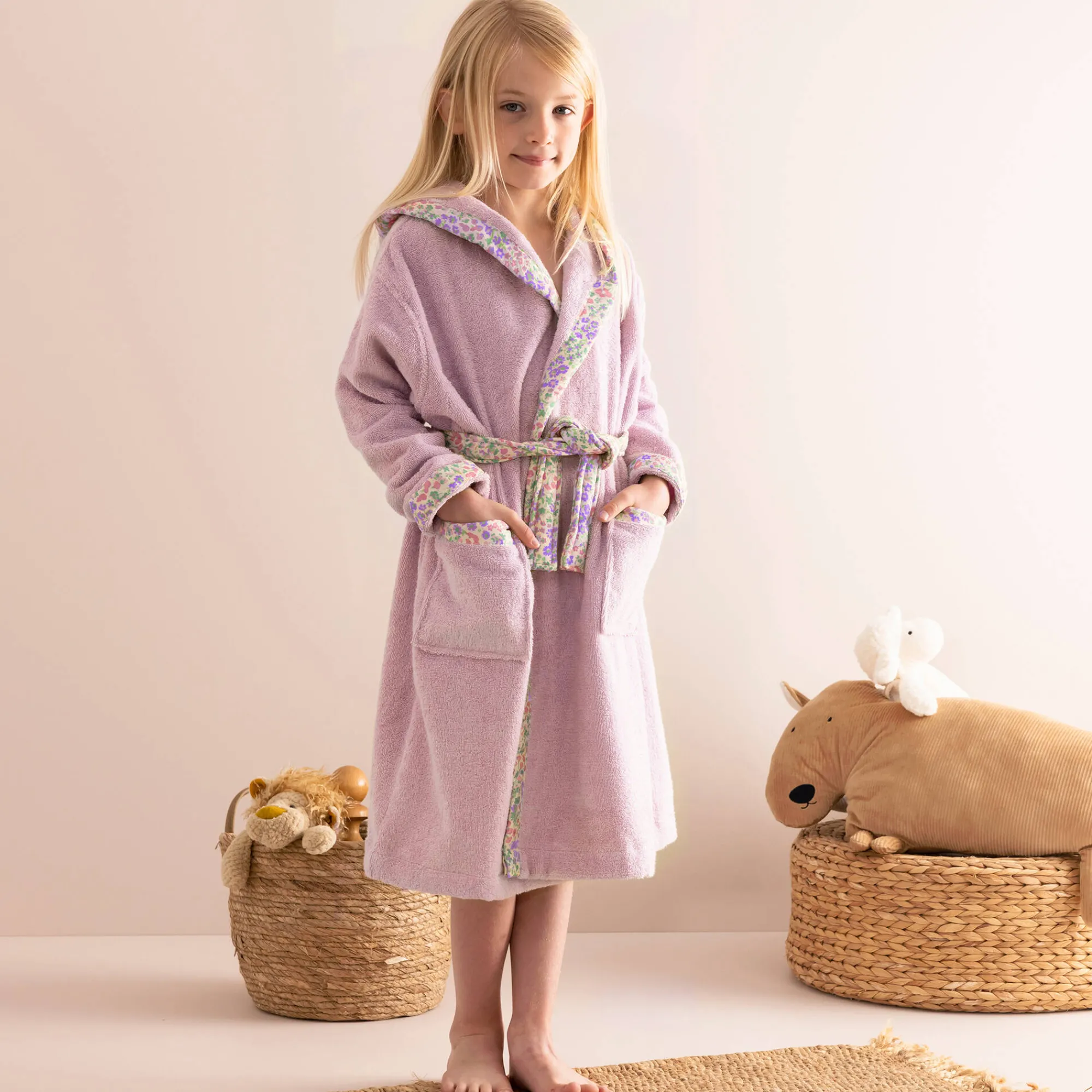 Badjas|Handdoek En Badlaken Kids<Colombine des petits Kinderbadjas met kap in katoenen badstof - 340 g/m² parma