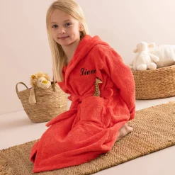 Badjas|Handdoek En Badlaken Kids<Colombine des petits Kinderbadjas met tijgermotief en kap, personaliseerbaar koraal