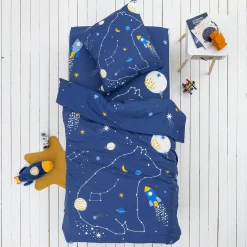 Bedlinnenset Kids|Bedlinnenset Kids<Colombine des petits Kinderbedlinnen Melkwegprint - Katoen marine