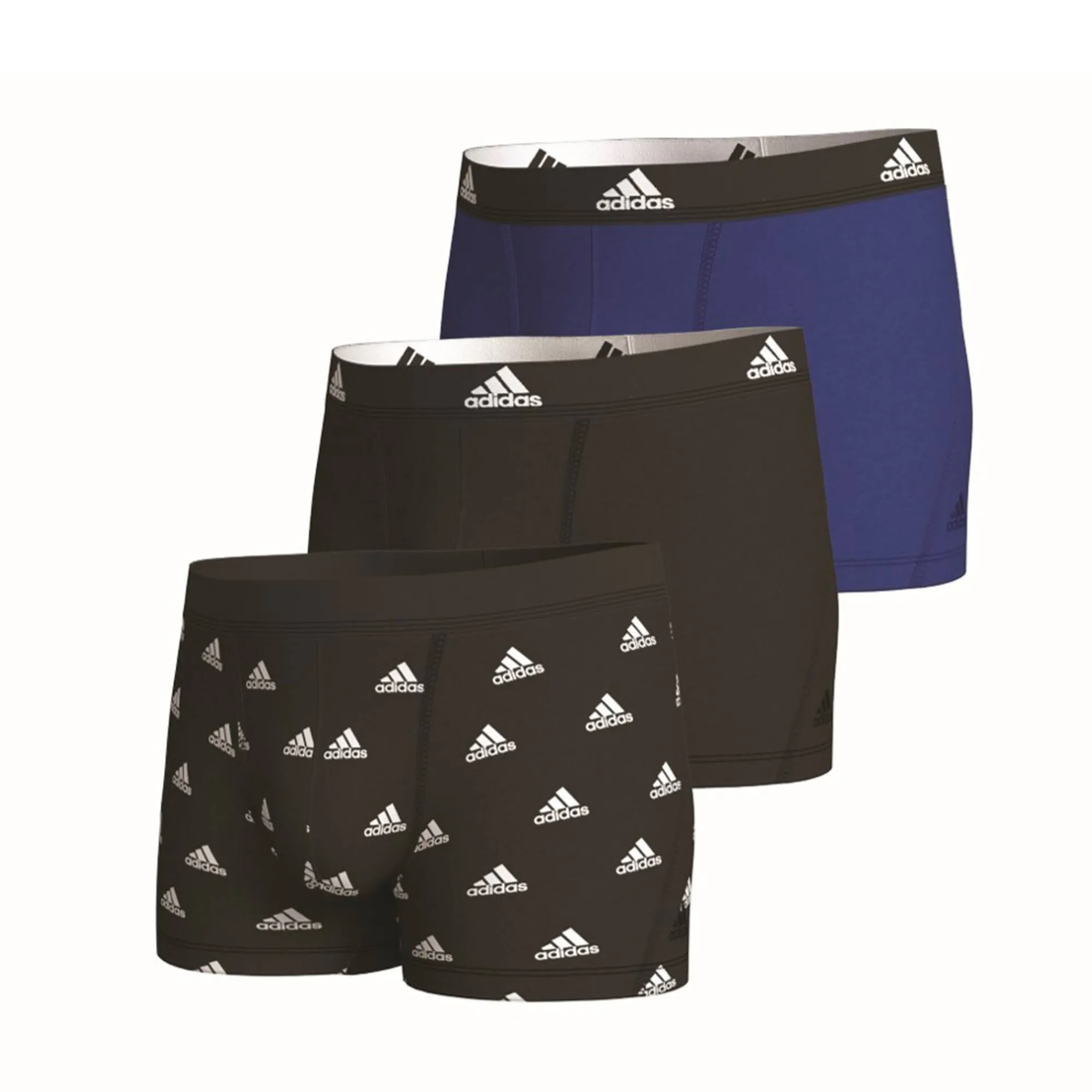 Ondergoed<Adidas Klassieke shorty in Active Flex katoen - set van 3 zwart + blauw
