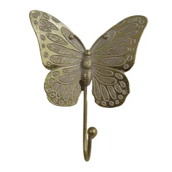 Decoratieartikel<Blancheporte Kleerhaakje in vlindermodel van polyhars goudkleurig