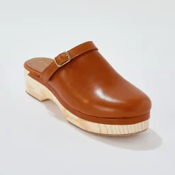 Muiltjes En Klompen|Sandalen En Espadrilles<Blancheporte Klompen met hak, in leer en hout karamel