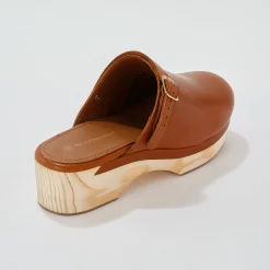 Muiltjes En Klompen|Sandalen En Espadrilles<Blancheporte Klompen met hak, in leer en hout karamel