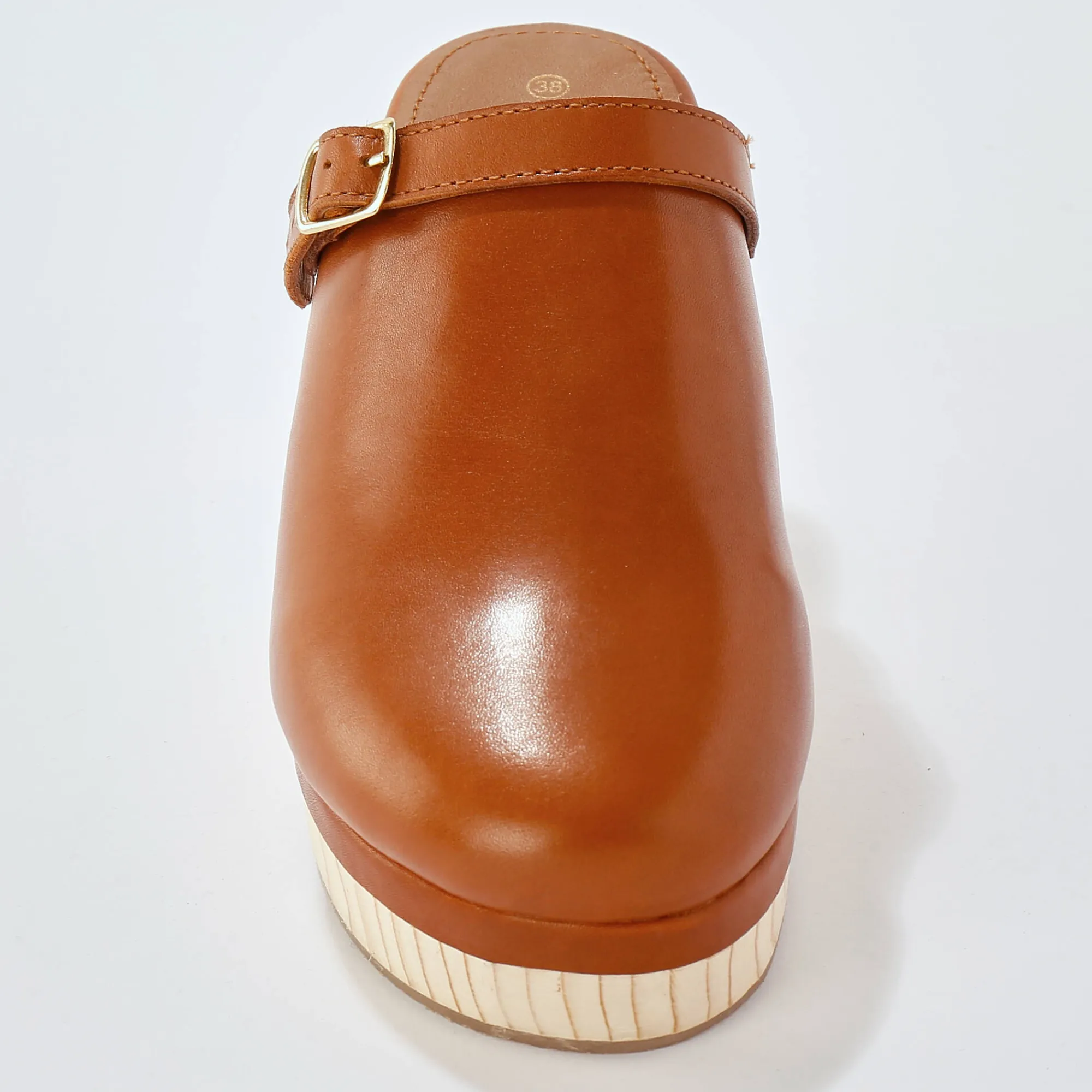 Muiltjes En Klompen|Sandalen En Espadrilles<Blancheporte Klompen met hak, in leer en hout karamel