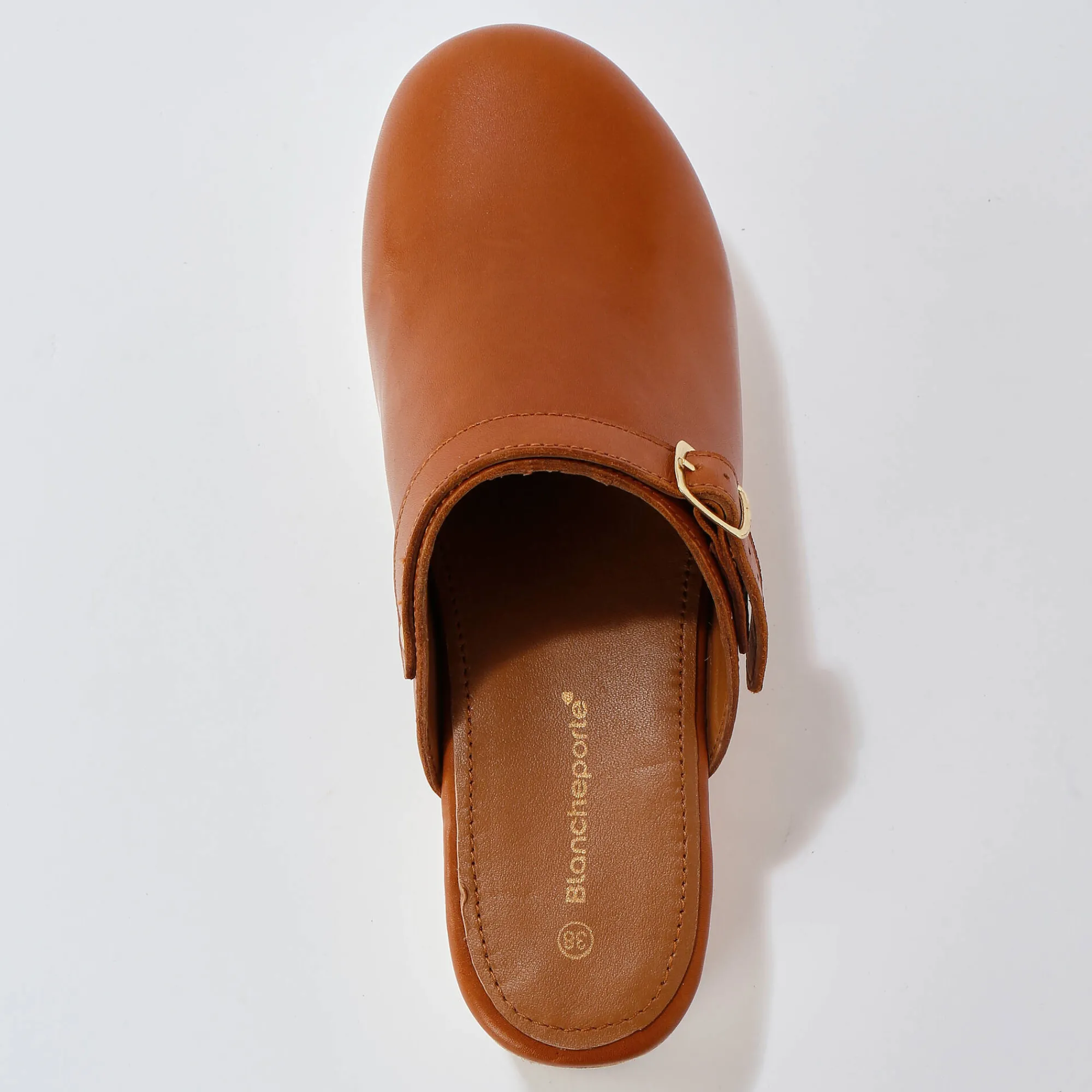 Muiltjes En Klompen|Sandalen En Espadrilles<Blancheporte Klompen met hak, in leer en hout karamel
