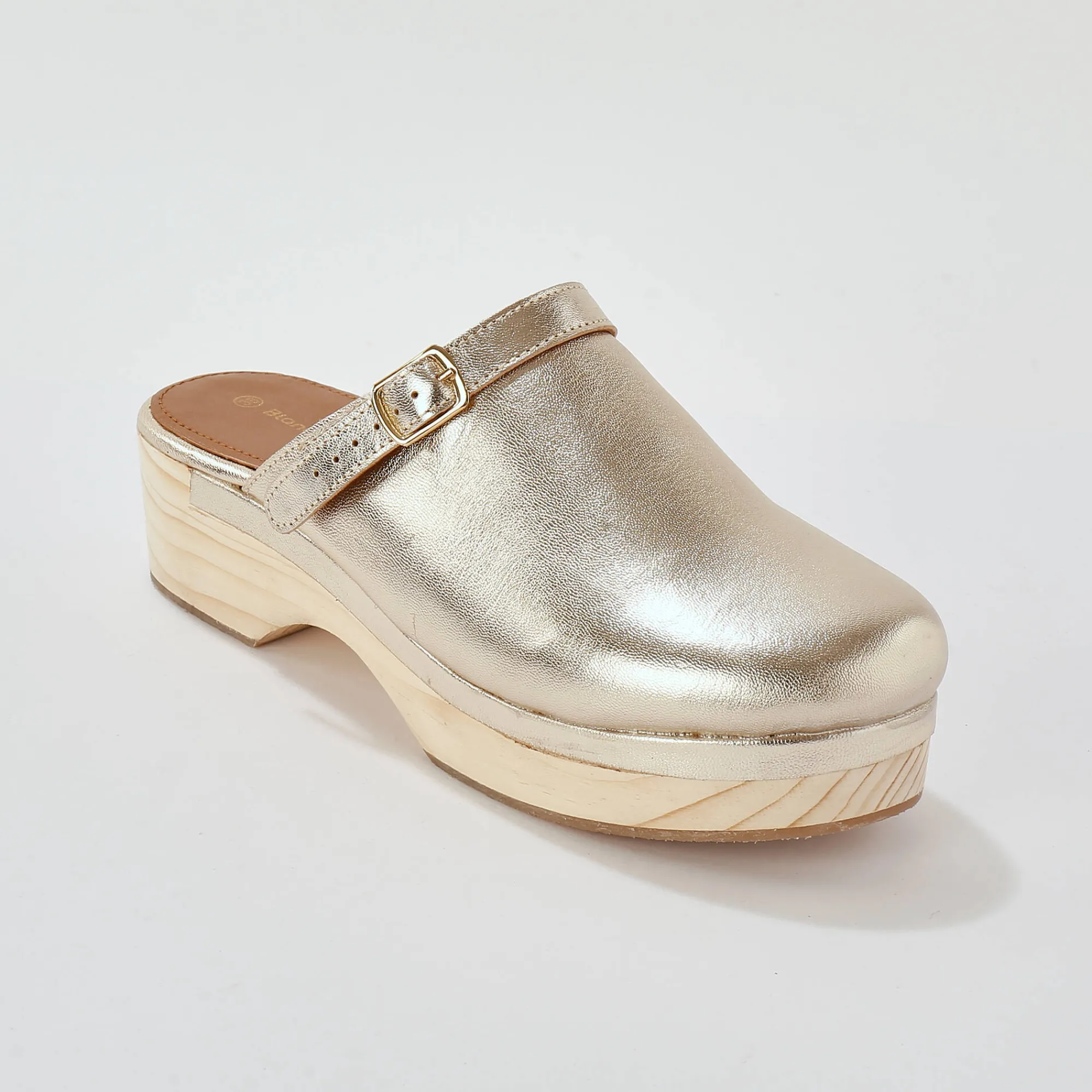 Muiltjes En Klompen|Sandalen En Espadrilles<Blancheporte Klompen met hak, in leer en hout goudkleurig