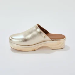 Muiltjes En Klompen|Sandalen En Espadrilles<Blancheporte Klompen met hak, in leer en hout goudkleurig