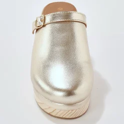 Muiltjes En Klompen|Sandalen En Espadrilles<Blancheporte Klompen met hak, in leer en hout goudkleurig