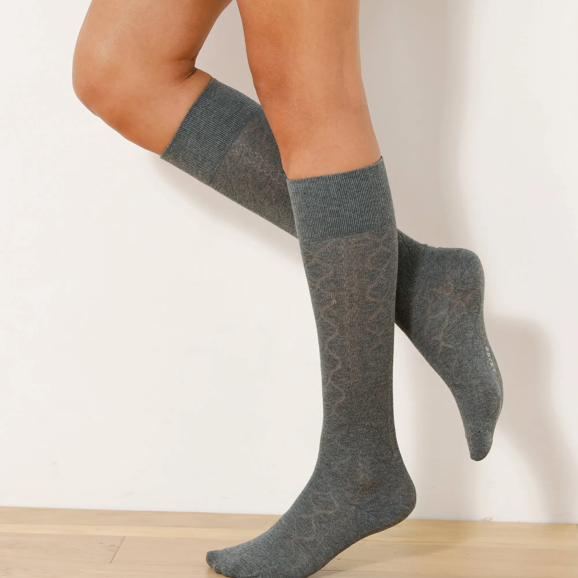 Panty’s, Kniekousen En Sokken<Blancheporte Kniekousen in effen kabeltricot - set van 2 paar beige + antraciet
