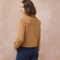 Jas En Mantel<Blancheporte Kort jasje in lakenstof karamel