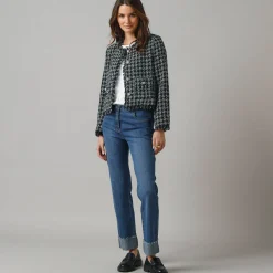 Jas En Mantel<Lora Zellini Kort jasje in tweed zwart / ecru