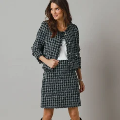 Jas En Mantel<Lora Zellini Kort jasje in tweed zwart / ecru
