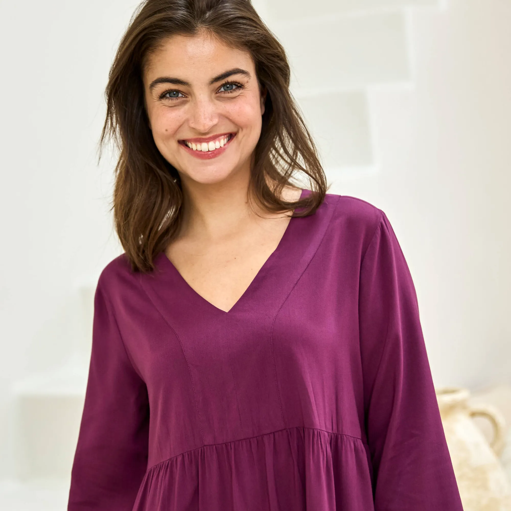 Nachthemd<Blancheporte Kort nachthemd in viscose pruim