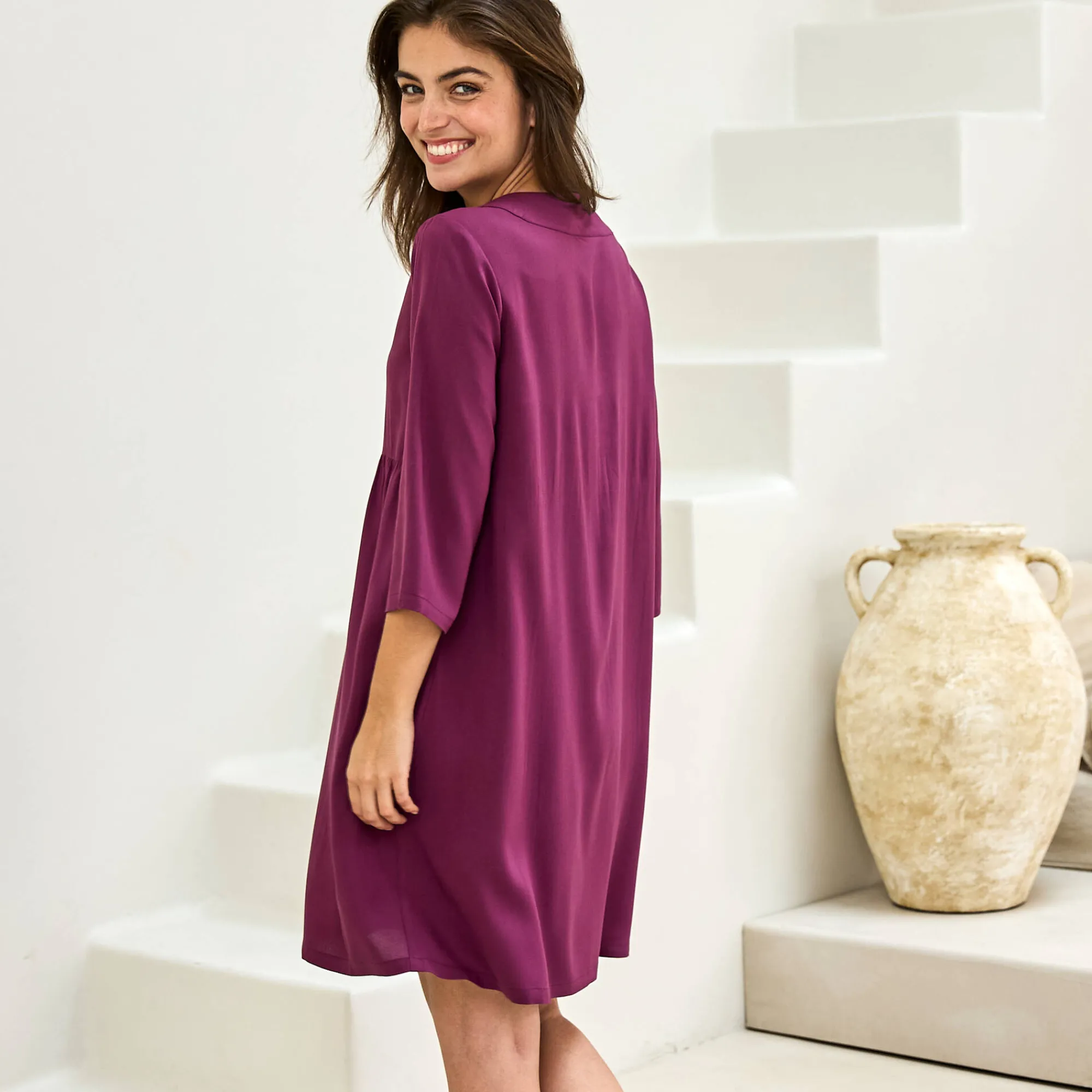 Nachthemd<Blancheporte Kort nachthemd in viscose pruim
