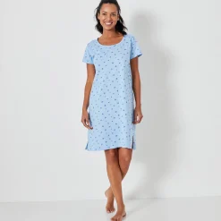 Nachthemd<Blancheporte Kort nachthemd met bloemenprint gletsjerblauw
