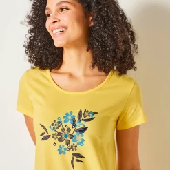 Nachthemd<Blancheporte Kort nachthemd met bloemenprint geel