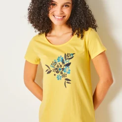 Nachthemd<Blancheporte Kort nachthemd met bloemenprint geel