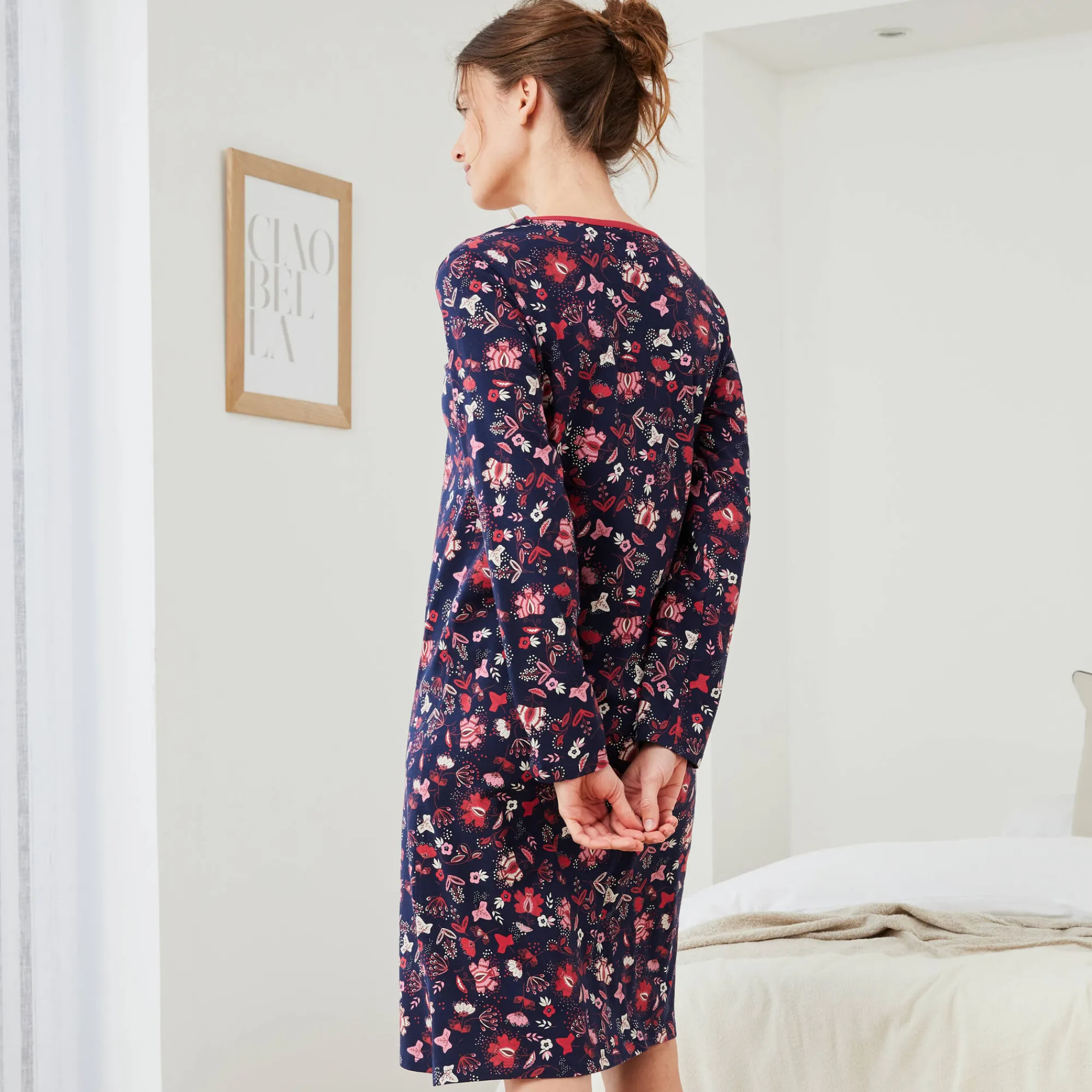 Nachthemd<Blancheporte Kort nachthemd met bloemenprint - set van 2 marine + rood