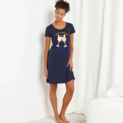 Nachthemd<Blancheporte Kort nachthemd met 'cocktail' print marine