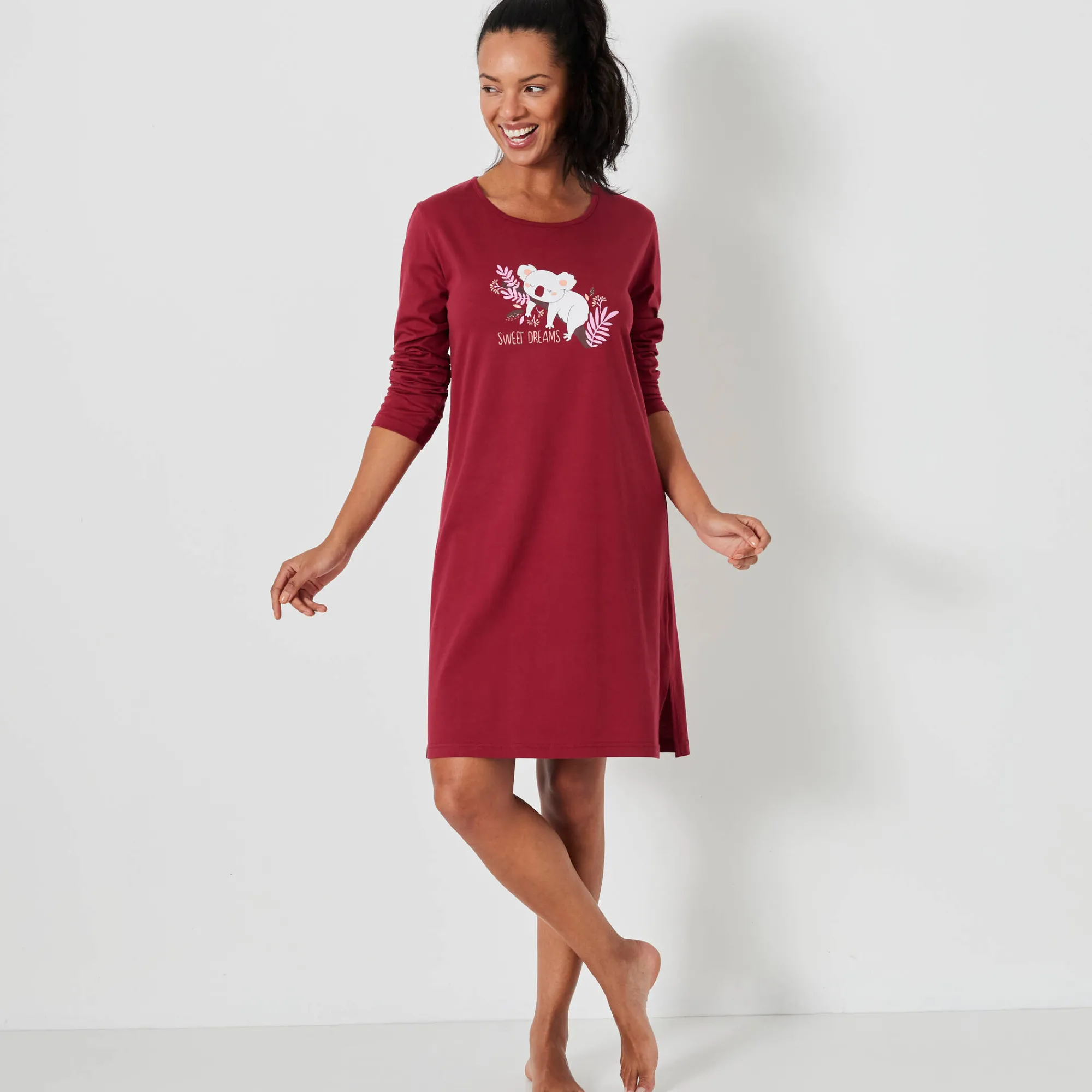 Nachthemd<Blancheporte Kort nachthemd met koalaprint kersenrood