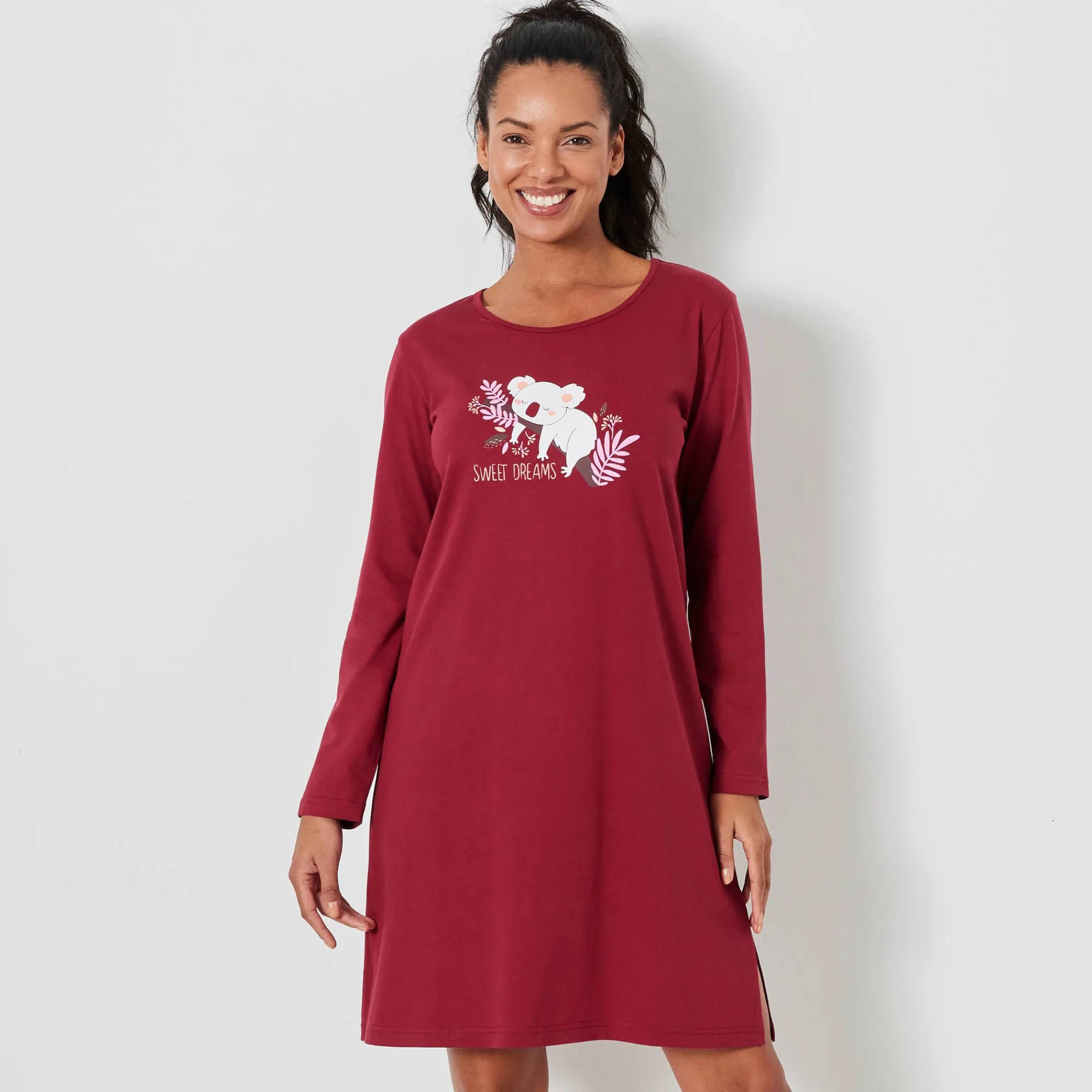 Nachthemd<Blancheporte Kort nachthemd met koalaprint kersenrood