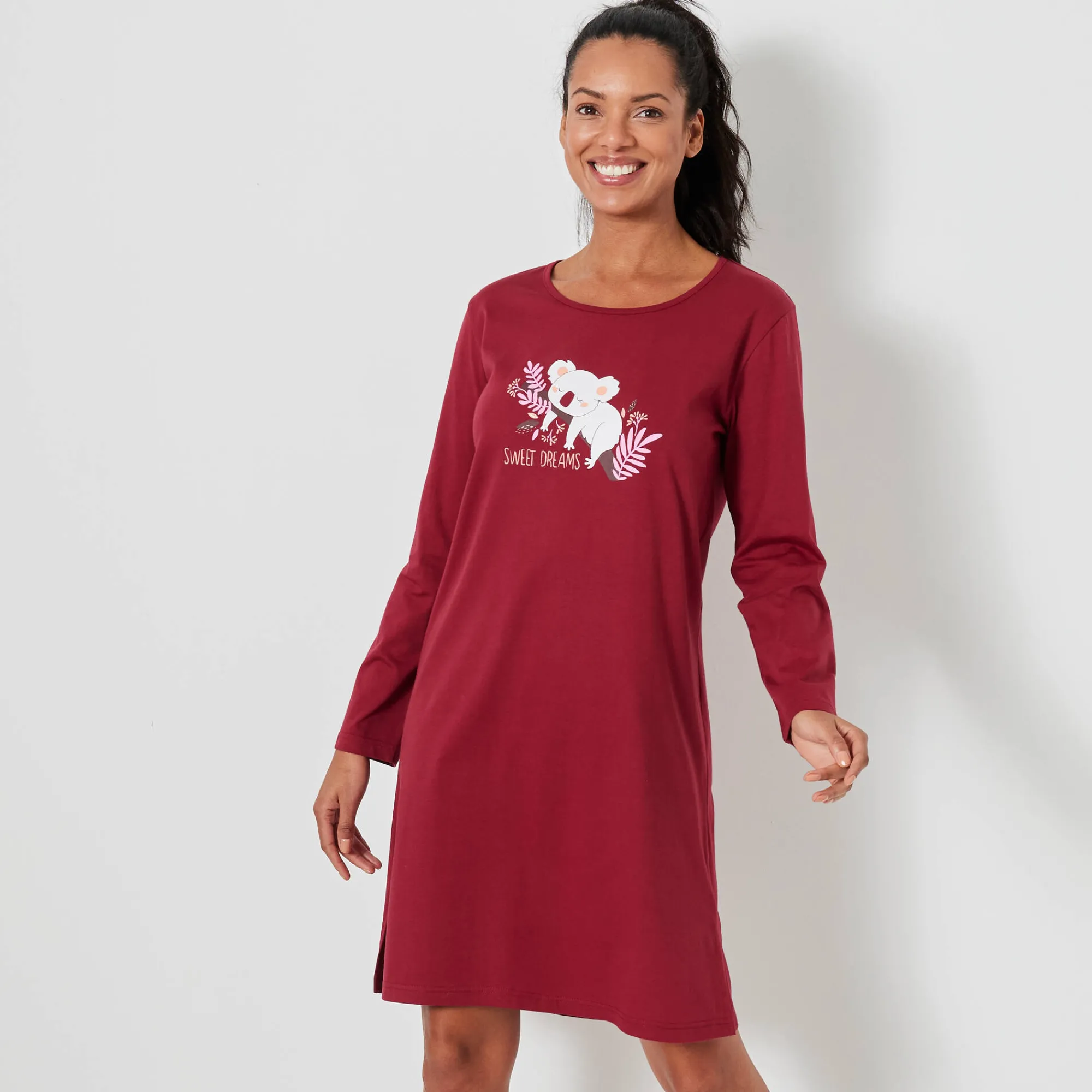 Nachthemd<Blancheporte Kort nachthemd met koalaprint kersenrood