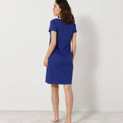 Nachthemd<Blancheporte Kort nachthemd met korte mouwen en rozettenmotief felblauw