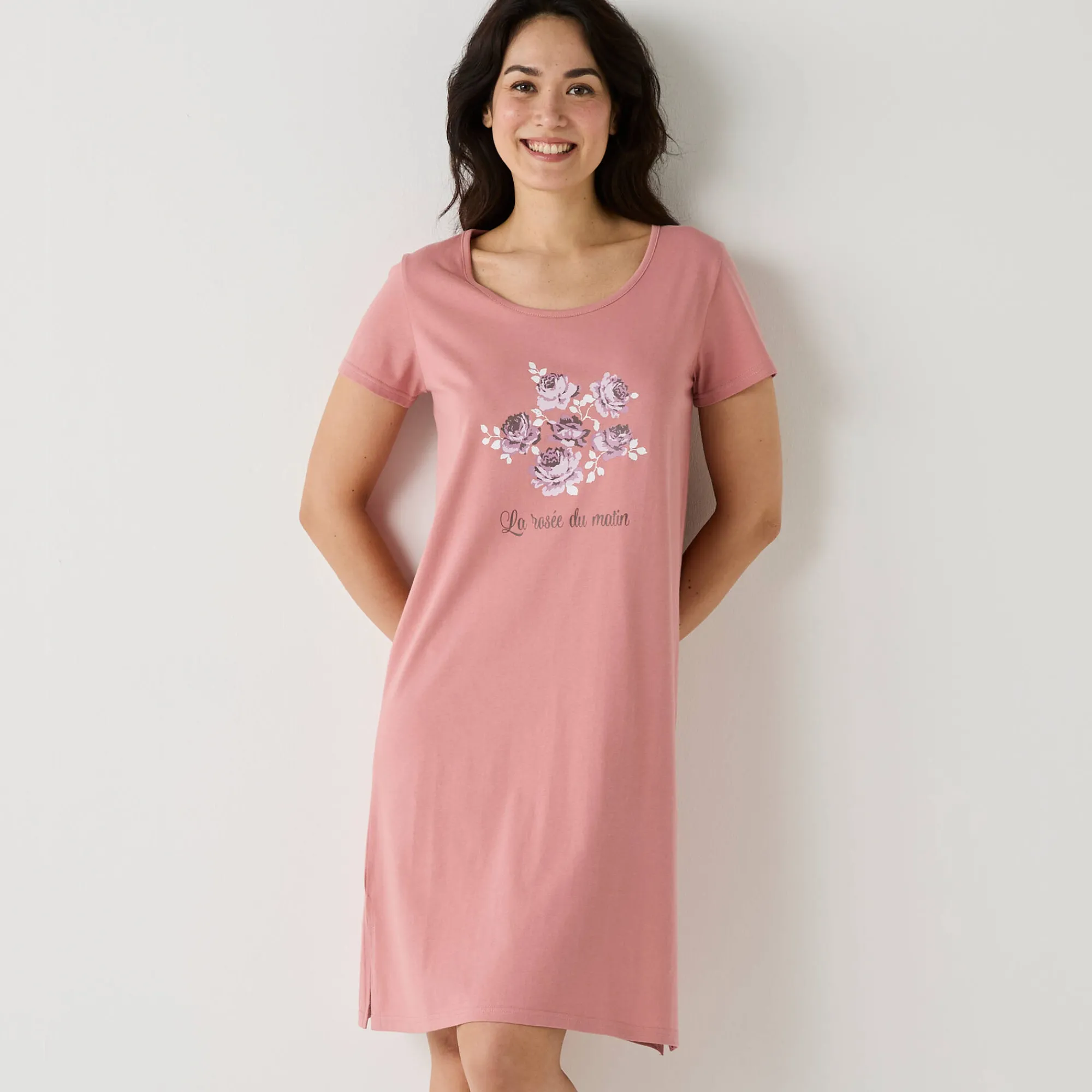 Nachthemd<Blancheporte Kort nachthemd met korte mouwen roze