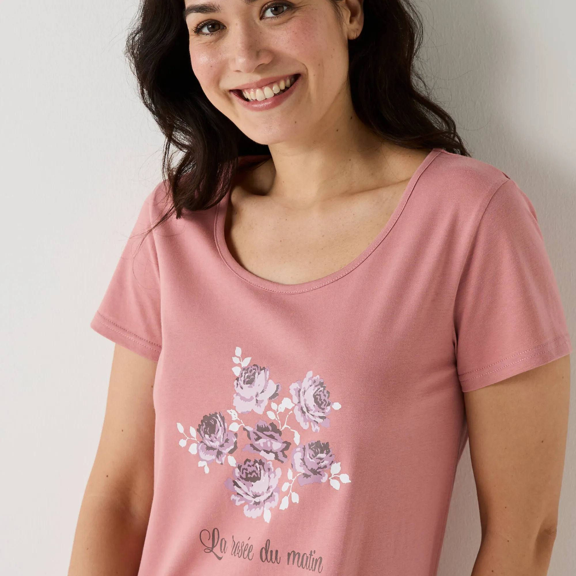 Nachthemd<Blancheporte Kort nachthemd met korte mouwen roze