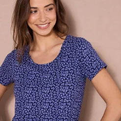 Nachthemd<Blancheporte Kort nachthemd met luipaardprint marine