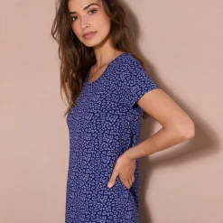 Nachthemd<Blancheporte Kort nachthemd met luipaardprint marine