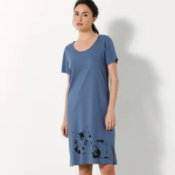 Nachthemd<Blancheporte Kort nachthemd met poesprint - set van 2 celadon / blauw