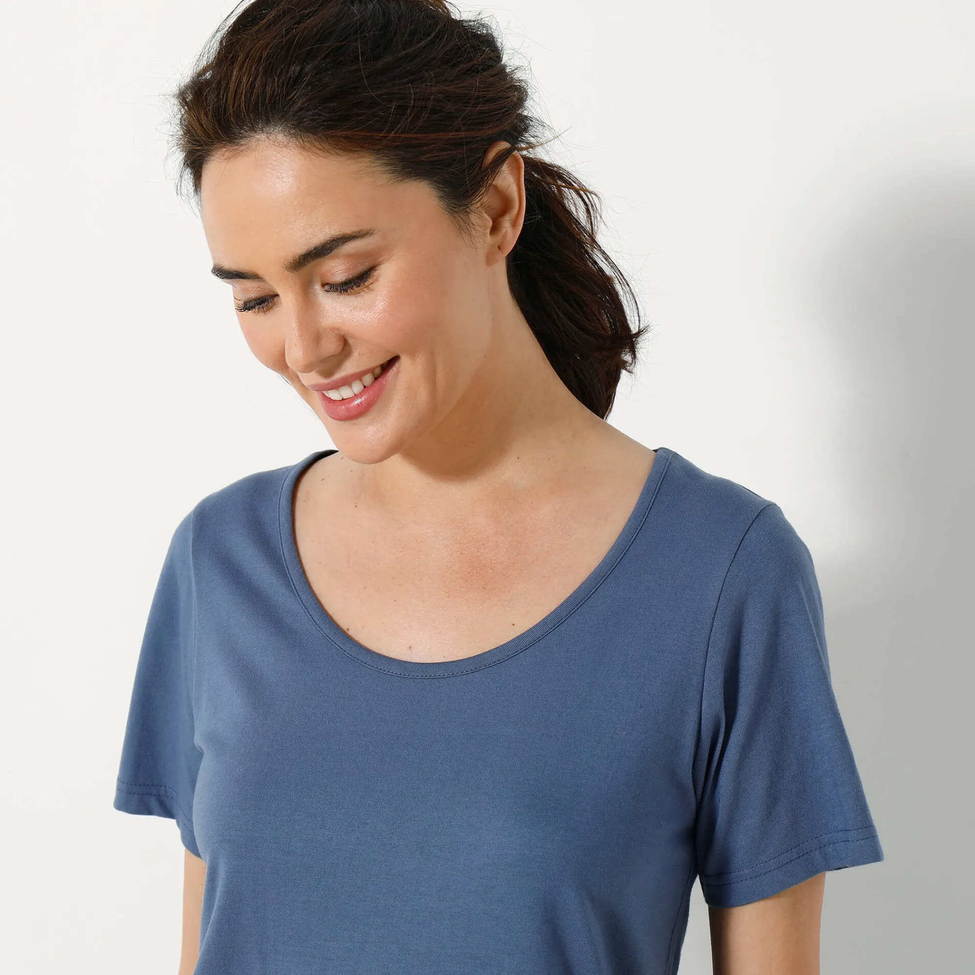 Nachthemd<Blancheporte Kort nachthemd met poesprint - set van 2 celadon / blauw