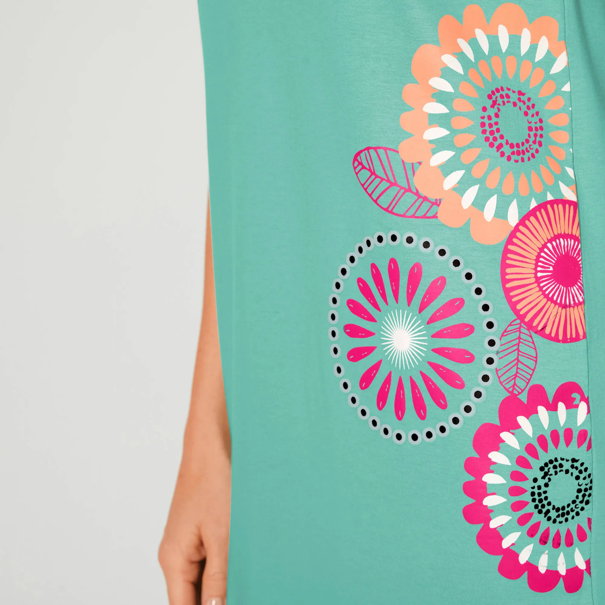 Nachthemd<Blancheporte Kort nachthemd met rozettenprint laguneblauw