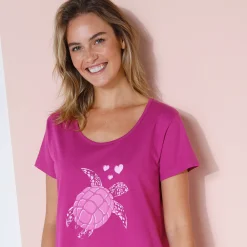 Nachthemd<Blancheporte Kort nachthemd met schildpadprint framboos