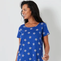 Nachthemd<Blancheporte Kort nachthemd met sterrenprint felblauw