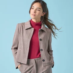 Jas En Mantel<Blancheporte Korte blazer met ruitenprint, kleine lengtes chocolade