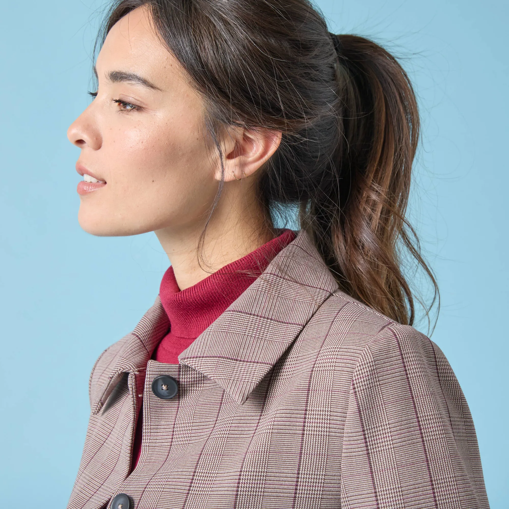 Jas En Mantel<Blancheporte Korte blazer met ruitenprint, kleine lengtes chocolade