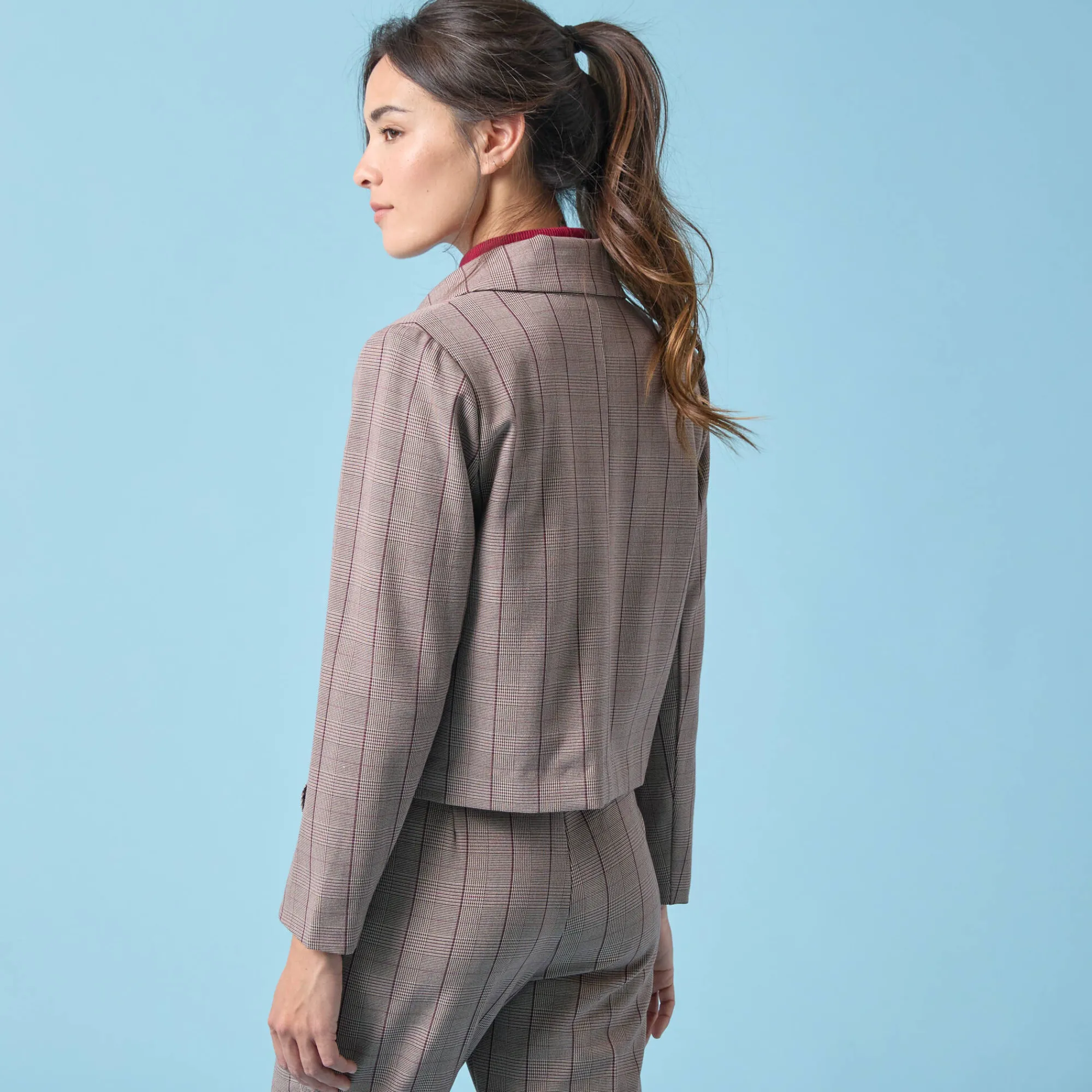 Jas En Mantel<Blancheporte Korte blazer met ruitenprint, kleine lengtes chocolade