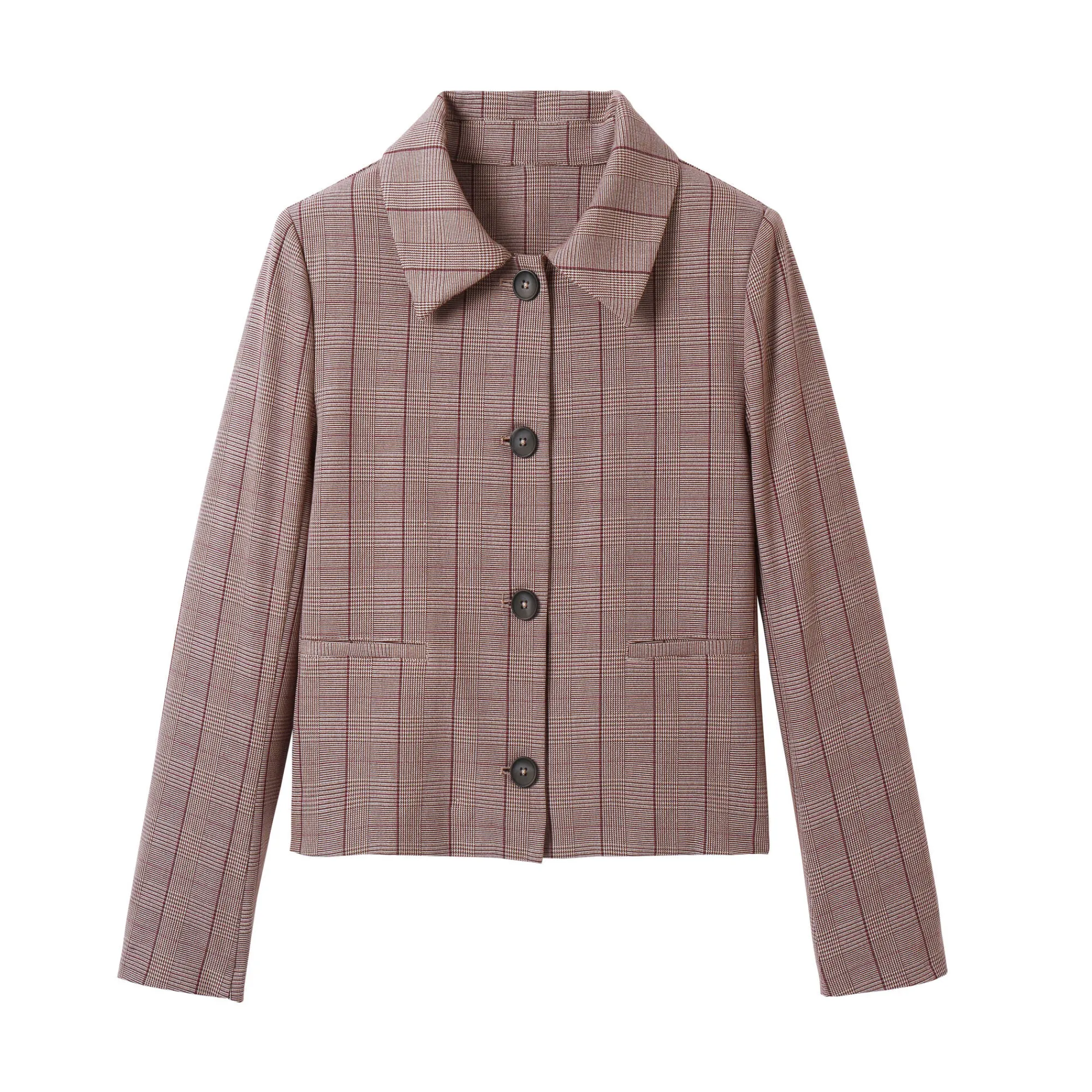 Jas En Mantel<Blancheporte Korte blazer met ruitenprint, kleine lengtes chocolade