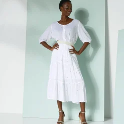 Rok|Jurk<Blancheporte Korte fronsrok met goudkleurige print wit / goudkleurig