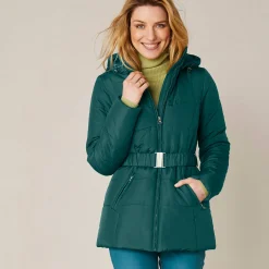 Parka En Donsjas<Colors&Co Korte gewatteerde jas met ceintuur dennengroen