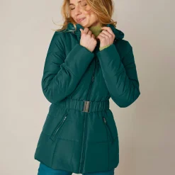 Parka En Donsjas<Colors&Co Korte gewatteerde jas met ceintuur dennengroen
