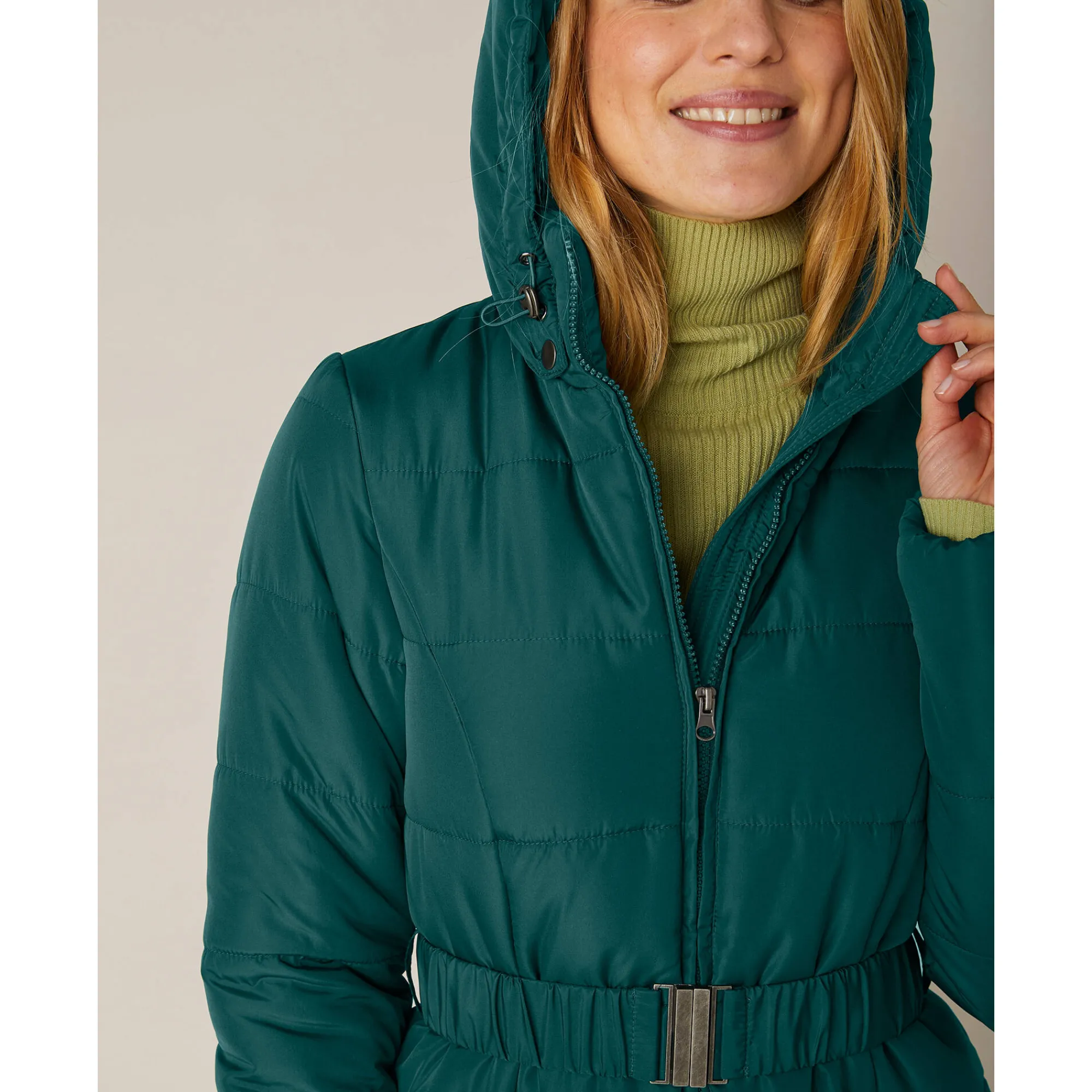 Parka En Donsjas<Colors&Co Korte gewatteerde jas met ceintuur dennengroen