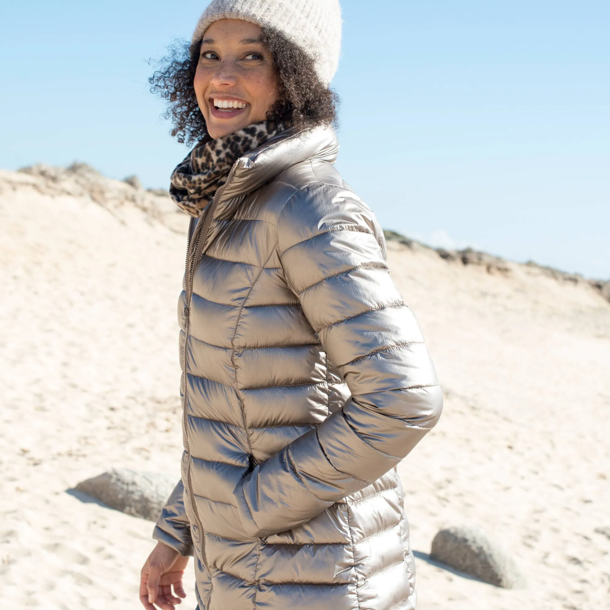 Parka En Donsjas<Blancheporte Korte, gewatteerde jas met metallic effect goudbruin