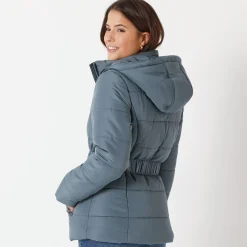 Parka En Donsjas<Colors&Co Korte gewatteerde jas met ceintuur blauwgrijs